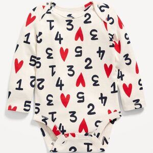 Old Navy - Unisex Long-Sleeve Heart-Print Bodysuit for Baby